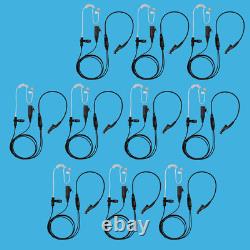 10x 2-Wire Clear Acoustic Coil Earhanger Earpiece PTT Mic for Motorola APX2000
