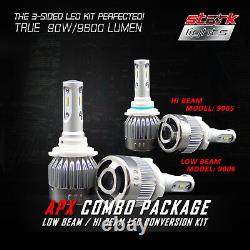 9006 9005 4PCS Stark LED APX 90W 96000LM Headlight High Bulbs 6000K White Kit