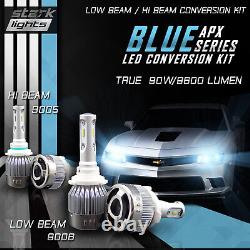 9006 9005 4PCS Stark LED APX 90W 96000LM Headlight High Bulbs 8000K Blue Kit