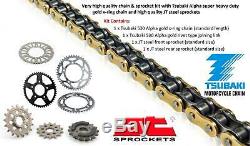 Triumph 900 TT Legend 99-00 Tsubaki Alpha Gold X-Ring Chain & JT Sprocket Kit