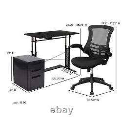 Work From Home Kit Adjustable Computer Desk, Ergonomic Mesh Office Chair & Loc