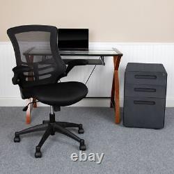 Work From Home Kit Glass Desk withKeyboard Tray, Ergonomic Mesh Office Chair & F