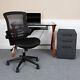 Work From Home Kit Glass Desk Withkeyboard Tray, Ergonomic Mesh Office Chair & F