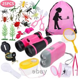 Anpro 25pcs Kids Outdoor Explorer Kit, Jouets D'aventure Pour Enfants Cadeau Pour Rose