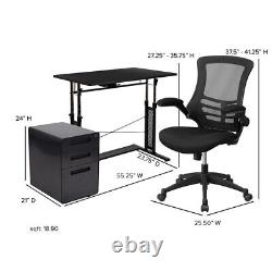 Ensemble de travail depuis la maison Flash Furniture : Bureau d'ordinateur réglable, en maille ergonomique.