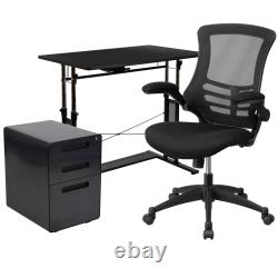 Kit de travail à domicile Stiles avec bureau d'ordinateur réglable, chaise de bureau ergonomique en maille