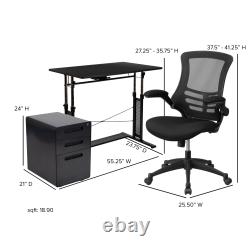 Kit de travail à domicile Stiles avec bureau d'ordinateur réglable, chaise de bureau ergonomique en maille