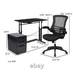 Kit de travail à domicile : bureau d'ordinateur réglable, chaise de bureau ergonomique en maille